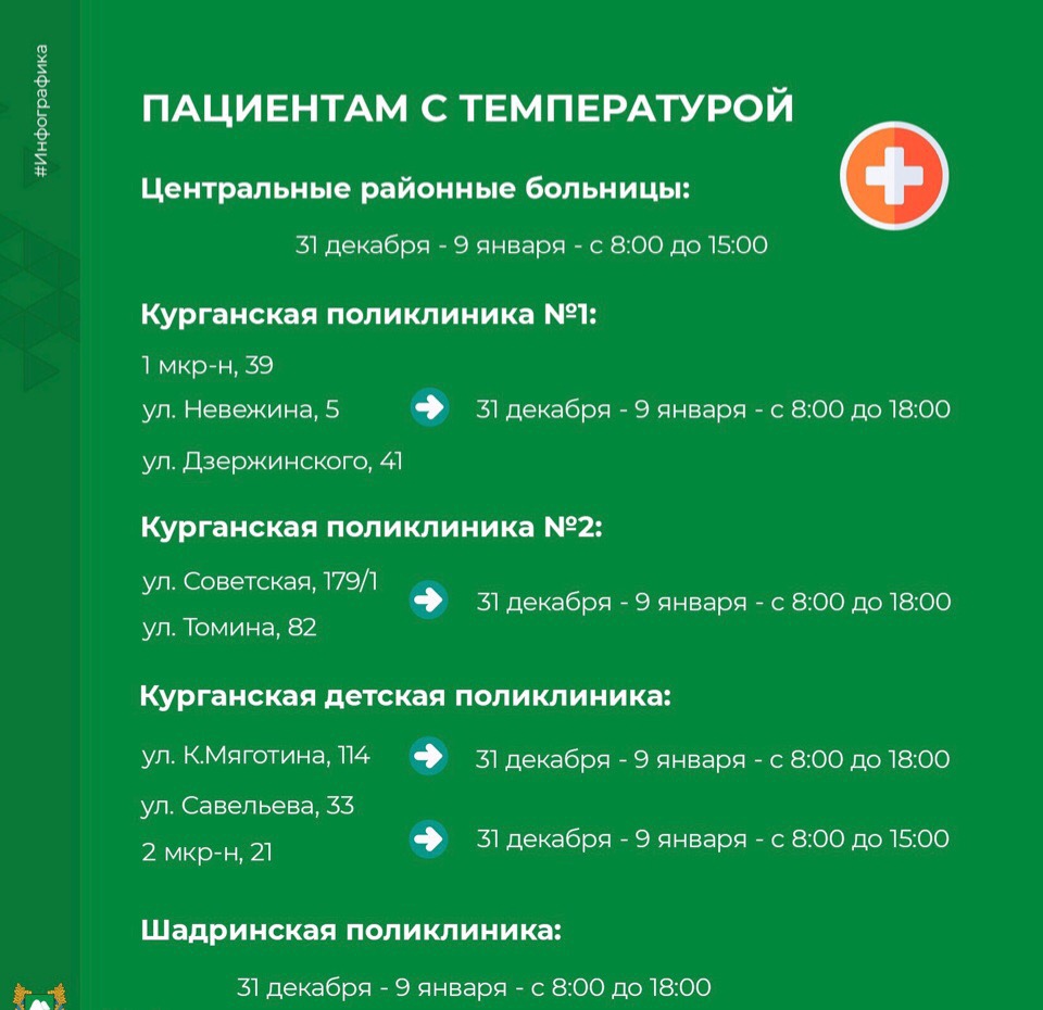 График работы медицинских организаций с 31 декабря по 9 января