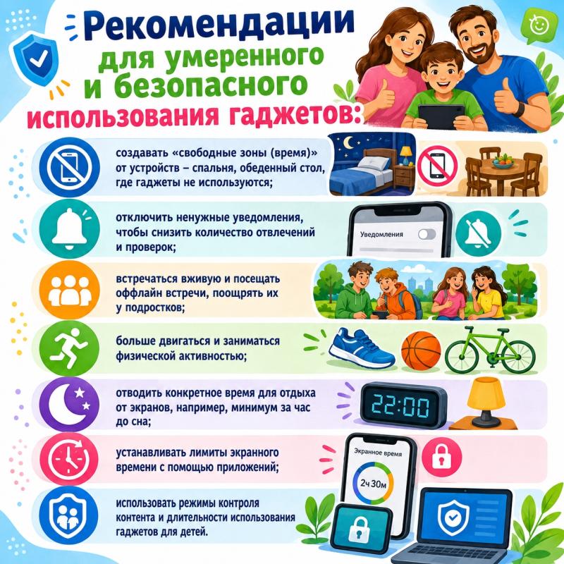 Рекомендации для умеренного и безопасного использования гаджетов